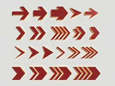 Traffic Signs With Red Directional Arrows In Various Styles For Road Navigation 3d model