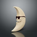 Crescent Shaped Household Decorative Item With Sunglasses And Happy Smiling Face