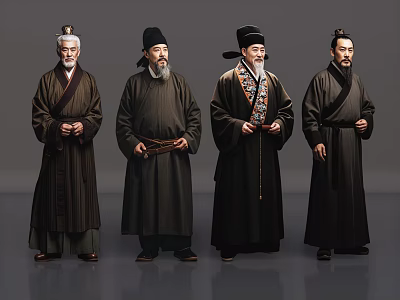 Man 2D ancient costume figure ancient costume old man ancient master ancient costume scholar-bureaucrat ancient official master 3d model