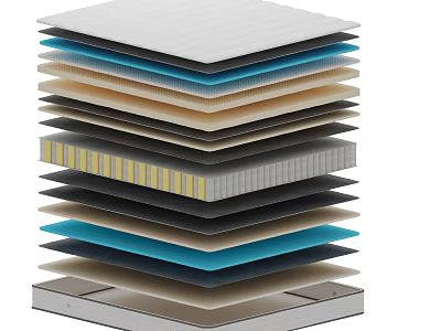 Stacked Different Colored Material Layers With Various Textures And Thickness Sizes 3d model