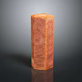 Orange Hexagonal Prism Decorative Ornament Set With Carved Texture And Shiny Surface On Black Background