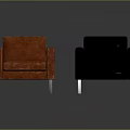 Modern Orange And Black Leather Accent Chairs With Shiny Metal Legs For Home Decor