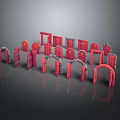 Red Commercial Equipment With Various Door And Archway Entrance Structures For Business Use