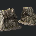 Artistic Natural Stone And Wood Sculptures With Mossy Textured Surfaces And Detailed Design