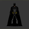 A man wearing Batman costume with bat mask black cape and yellow utility belt