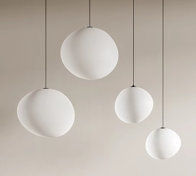 Modern Minimalist White Spherical Pendant Lights Hanging on Beige Wall for Interior Decoration 3d model