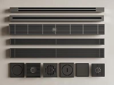 Black Gray Vent Grilles And Covers With Various Shapes For Home Use 3d model