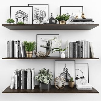 Bookcase decoration combination 3d model