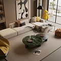 Modern Sofa Combination Sofa Coffee Table Combination Living Room Sofa Office Sofa Light Luxury Italian Fabric Sofa 3d model