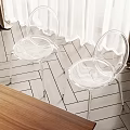 Transparent Leisure Chairs with Modern Design on Wooden Floor and White Curtains