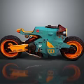 Teal And Orange Motorcycle With Unique Design And Reflective Surface Features 3d model