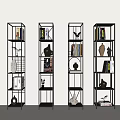 Nordic Vertical Bookshelf Corner Bookshelf Iron Bookshelf Floor Storage Rack Iron Storage Rack 3d model