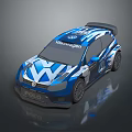 Volkswagen Polo Rally Car With Blue Stylish Livery And Sporty Rear Spoiler