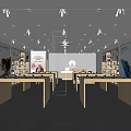 Modern Digital Store Interior Featuring Wooden Display Tables And Smartphones On