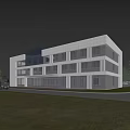 Modern Office Building Exterior With Glass Curtain Wall And Green Lawn Design