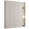 Modern White Wardrobe Interior With Four Doors Illuminated Open Shelves And Decorations