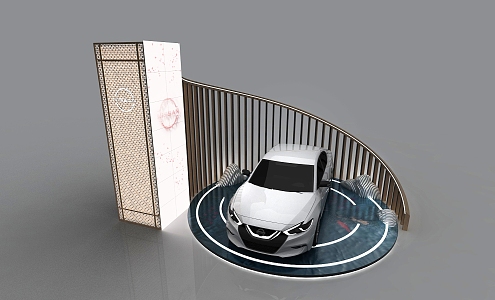 nissan car abstract mountain table arc background 3d model