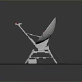 White Satellite Dish Antenna With Metal Stand And Electronic Components On Platform 3d model