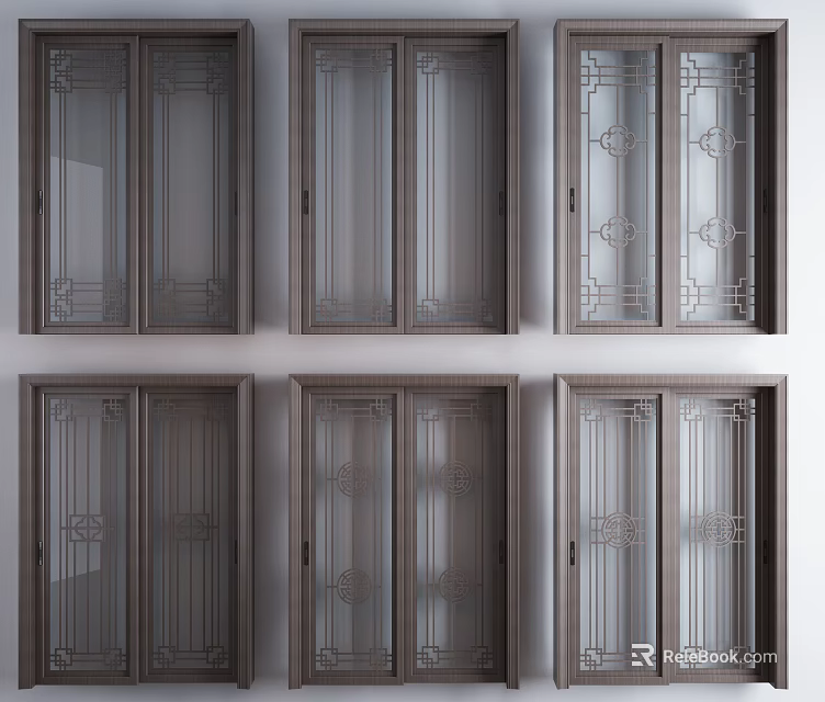 Stylish Decorative Sliding Doors With Intricate Patterns And Various Designs 3d model