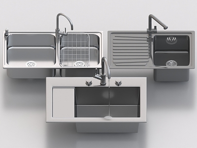 Sink stainless steel sink 3d model