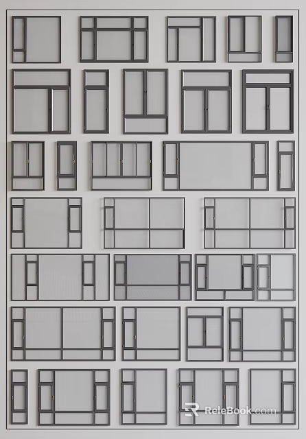 Different Types Of Casement Windows With Modern Frame Designs And Glass Panels 3d model 
