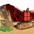 Red Tracked Functional Vehicle With Large Bucket For Quarry Mining Operations 3d model