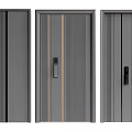 Modern Security Doors In Gray Color With Stylish Lock And Panel Designs 3d model