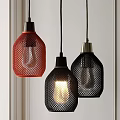 Modern Black Pendant Light With Honeycomb Mesh Design Metallic Finish And Illuminated Bulb
