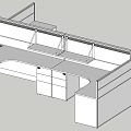 Functional Office Desk With Partition Multiple Workstations Drawers And Storage Cabinets