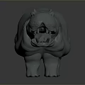 Gray Hippopotamus 3D Model With Smooth Surface Open Mouth And Standing Pose 3d model