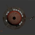Red Dome Mechanical Device With Brown Base Antenna And Side Brackets