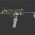 Modern Camouflage Tactical Assault Rifle With Scope Grip And Tactical Accessories