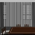 Classic Wooden Dining Table Set With Six Carved Chairs And Gray Seat Cushions