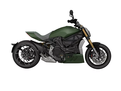 Dark Green Modern Motorcycle With Sleek Body Large Wheels And Single Seat 3d model