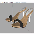 Women's High Heel Sandal Shoes with Woven Upper Black Straps and White Stiletto Heels