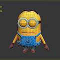 Minion Character Standing With Yellow Body Black Goggles Blue Overalls And Black Gloves