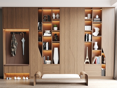 Modern Log Shoe Cabinet Decorative Cabinet Integrated 3d model