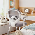 Cute Panda Design Kids Armchair With Gray Cushion White Frame Gray Legs In Children's Room