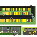 Organized Parking Lot Layout With Multiple Spaces Green Areas And White Car
