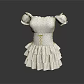 Elegant White Off The Shoulder Dress With Ruffled Sleeves Cinched Waist And Layered Skirt