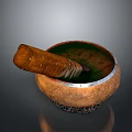 Ceramic Mortar and Wooden Pestle Practical Household Tool for Daily Kitchen Grinding Needs
