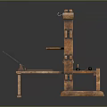 Vintage Wooden Printing Press With Open Book And Classic Design Elements