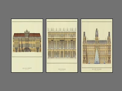 American architectural painting decorative painting 3d model