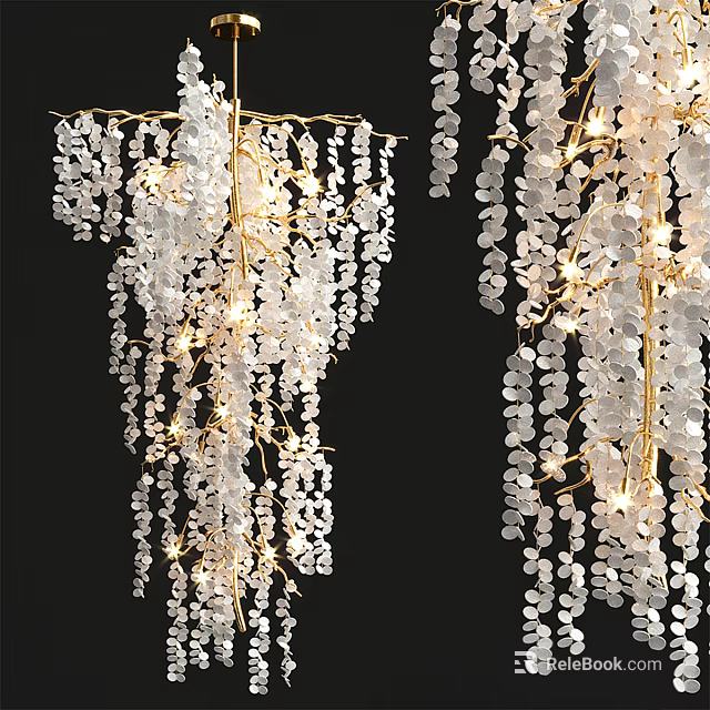 Elegant Crystal Chandelier With Cascading Crystal Beads And Warm Glowing Light 3d model 