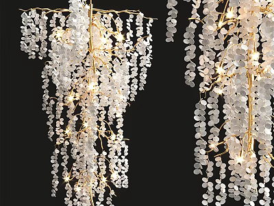 Elegant Crystal Chandelier With Cascading Crystal Beads And Warm Glowing Light 3d model