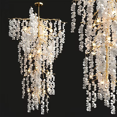 Elegant Crystal Chandelier With Cascading Crystal Beads And Warm Glowing Light 3d model
