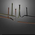 Modern Curved Linear Chandelier With LED Strip And Metal Brackets Interior Design