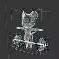Cute Cartoon Cat With Red Eyes Wearing Blue Sports Outfit Lifting Barbell