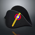 Stylish Black Hat With Red White Blue Target Pattern And Yellow Strap