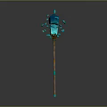 Ornament Decoration Set With Blue Gemstones Shattered Effect Wooden Staff Golden Decorations And Blue Accents